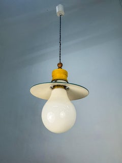 Metalarte XL "Bulb" Ceiling Pendant, White Opaline Glass, Spain, 1970s