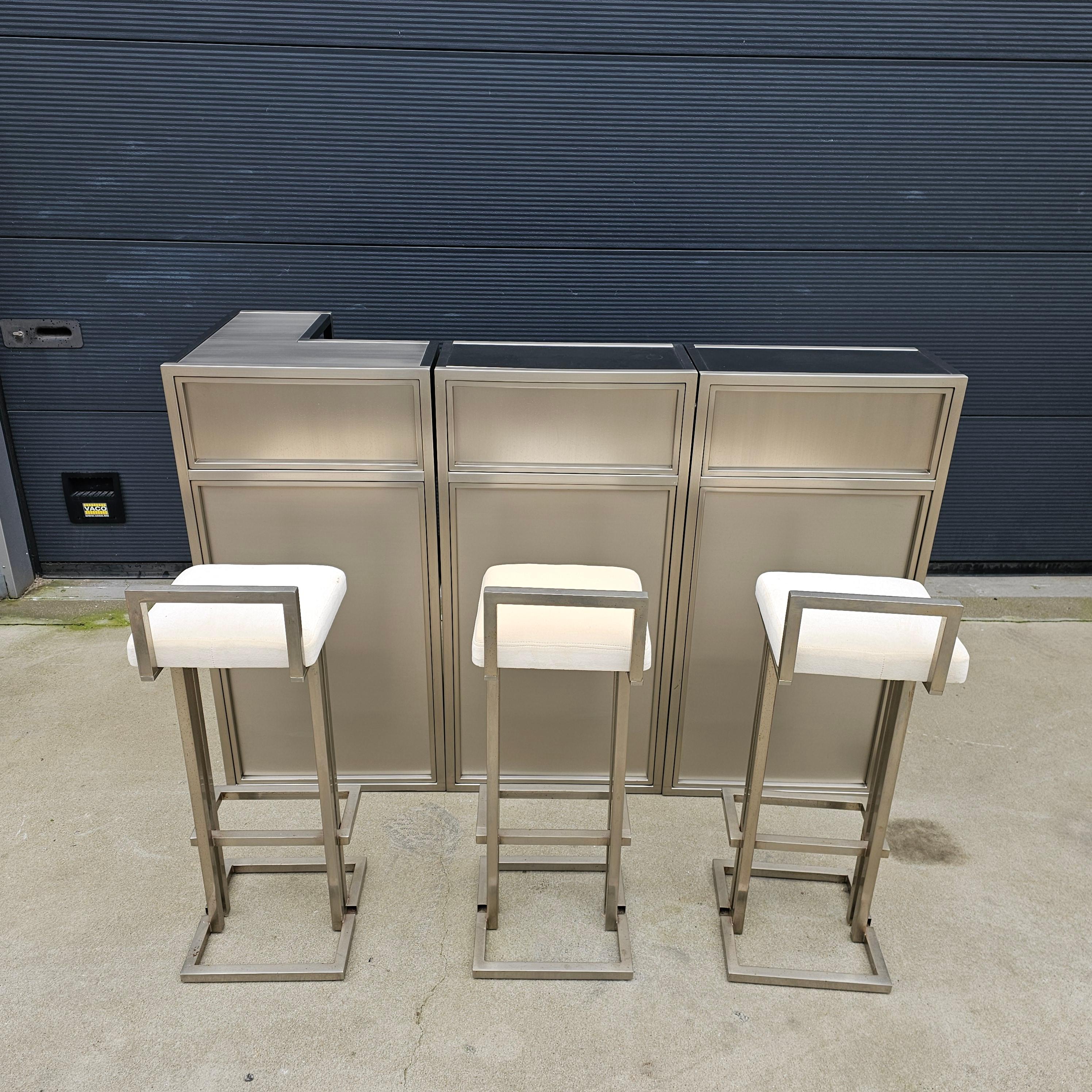 Hollywood Regency Metalic Modular Bar from the 1980s Belgium For Sale