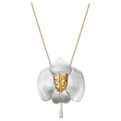 Metallaxis Artistic Necklace in Silver 925 and 18Kt Gold with Yellow Diamonds