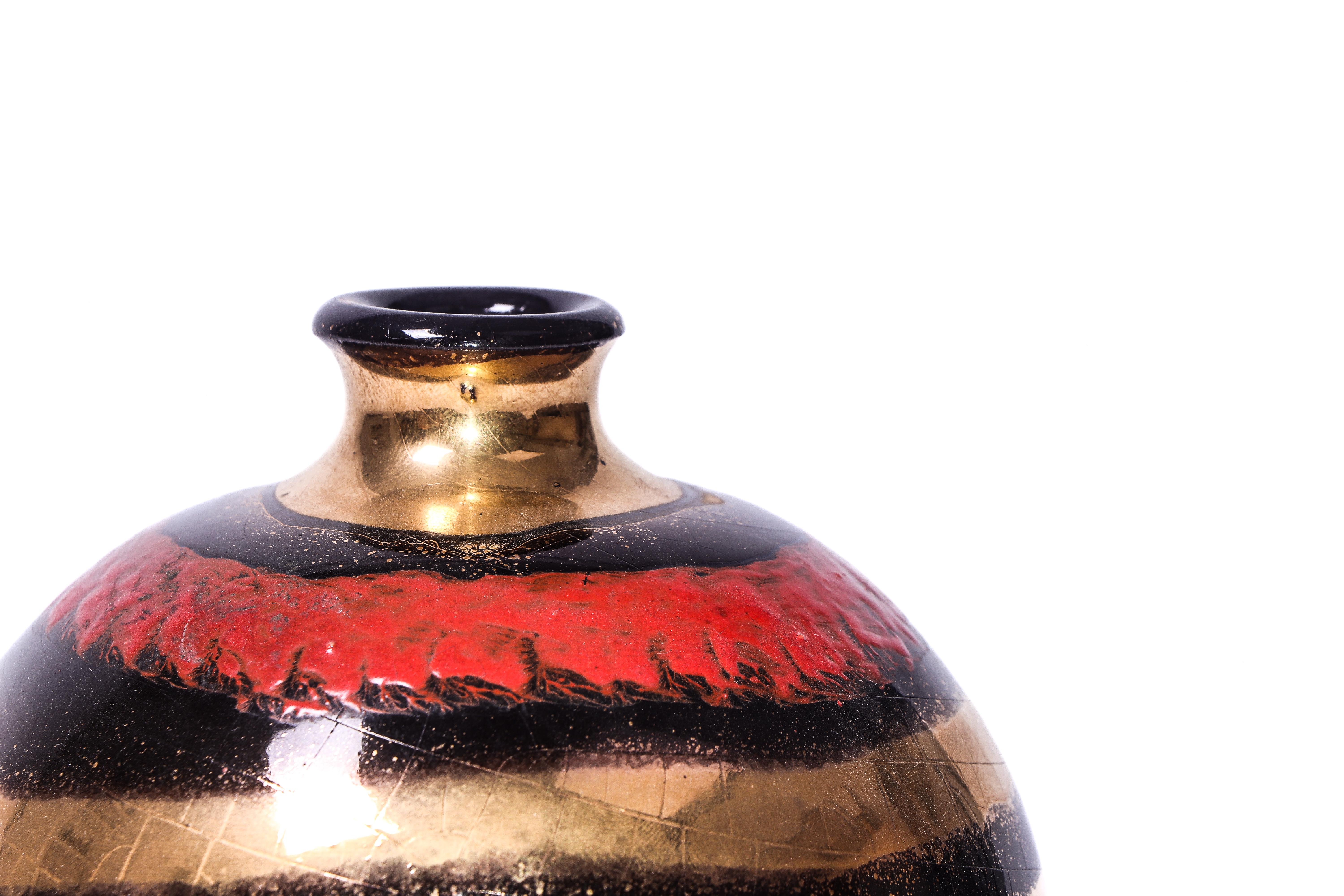 Vaso in ceramica Metal Art Deco di Jean Besnard In condizioni ottime in vendita a PARIS, FR
