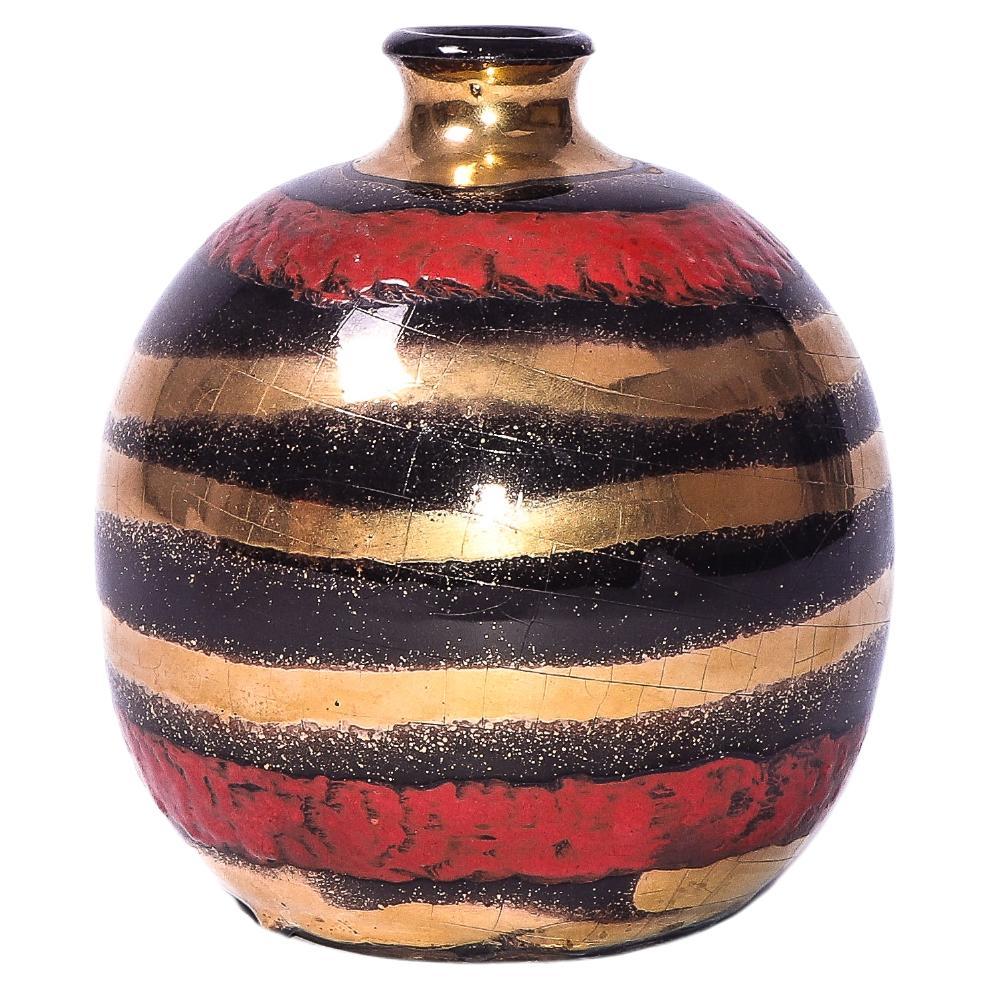 Metallic Art Deco Ceramic Vase by Jean Besnard
