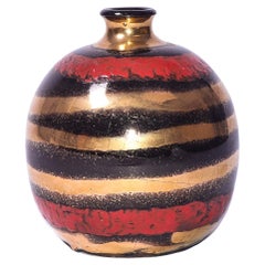 Metallic-Art-Déco-Keramikvase aus Metallic von Jean Besnard