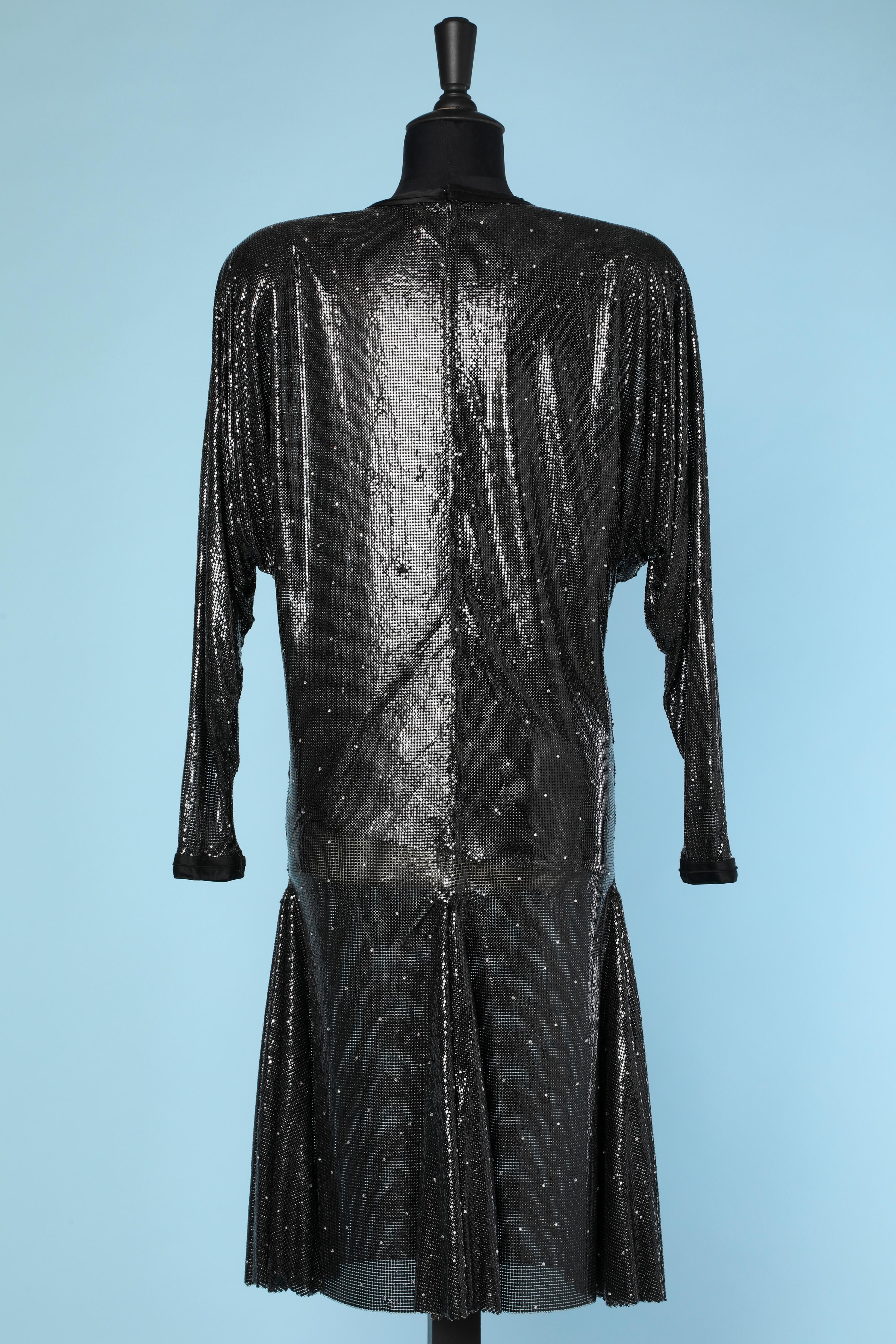 Black Metallic black mesh and strass dress Gianni Versace