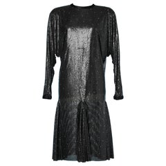 Vintage Metallic black mesh and strass dress Gianni Versace