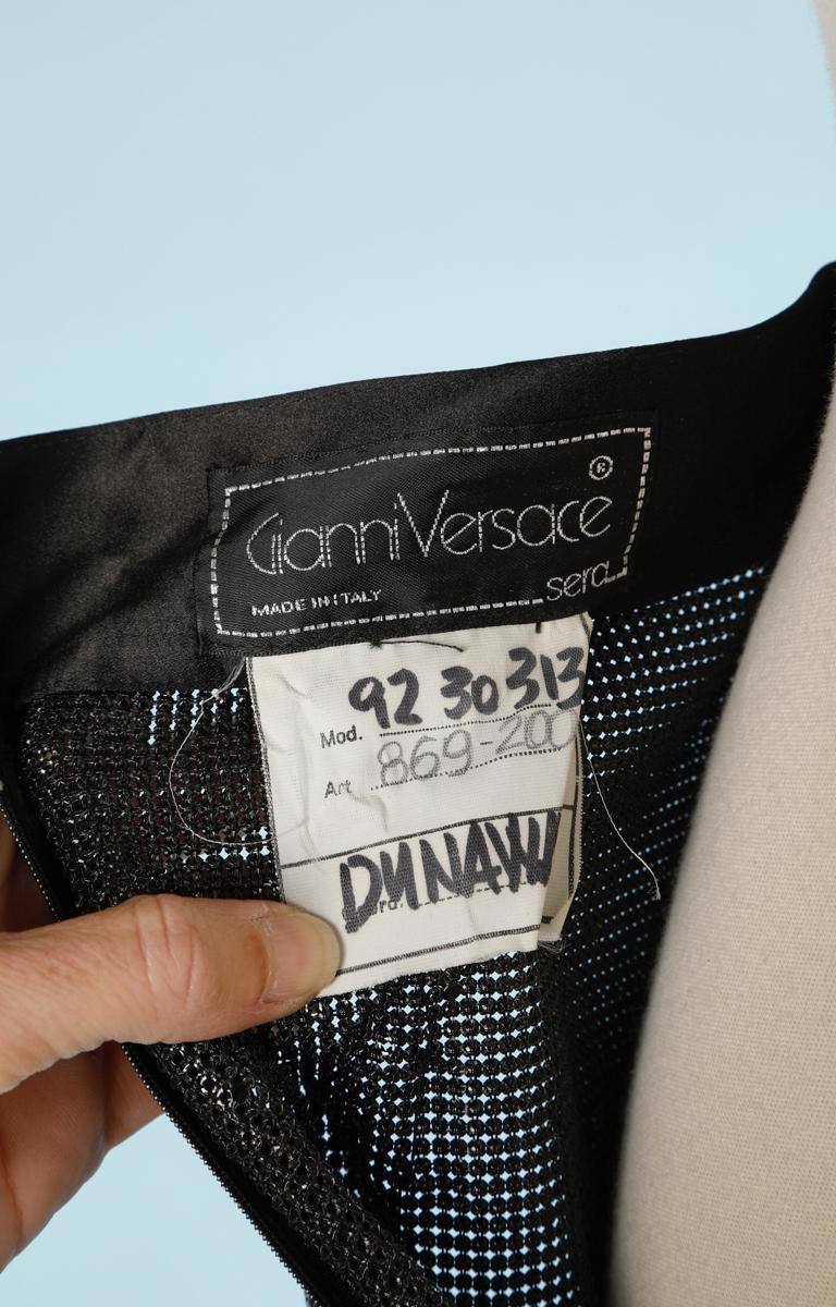 Black Metallic black mesh and strass skirt Gianni Versace For Sale