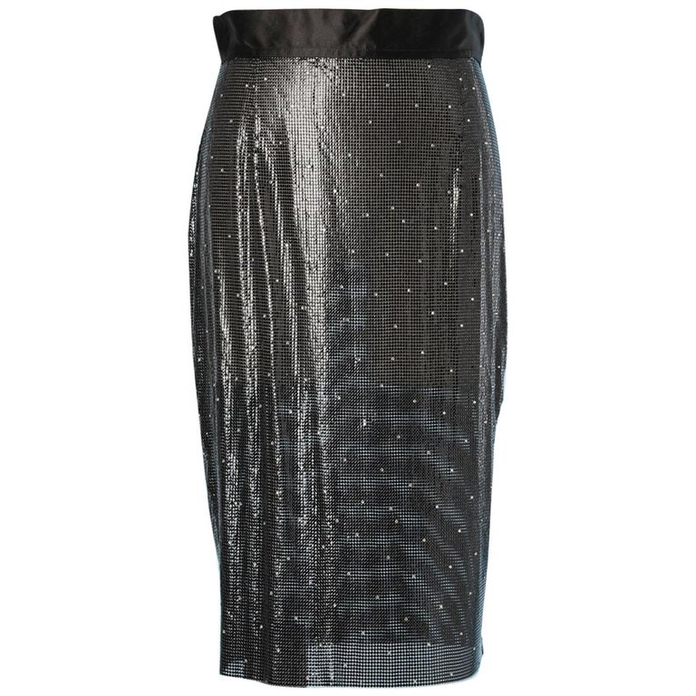 Metallic black mesh and strass skirt Gianni Versace For Sale at 1stDibs