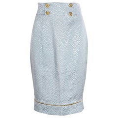 Metallic Blue Vintage Chanel Boutique Textured Skirt
