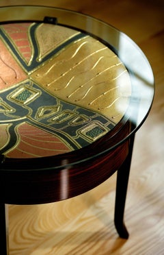 Metallic Cast Art Hardwood Side Table