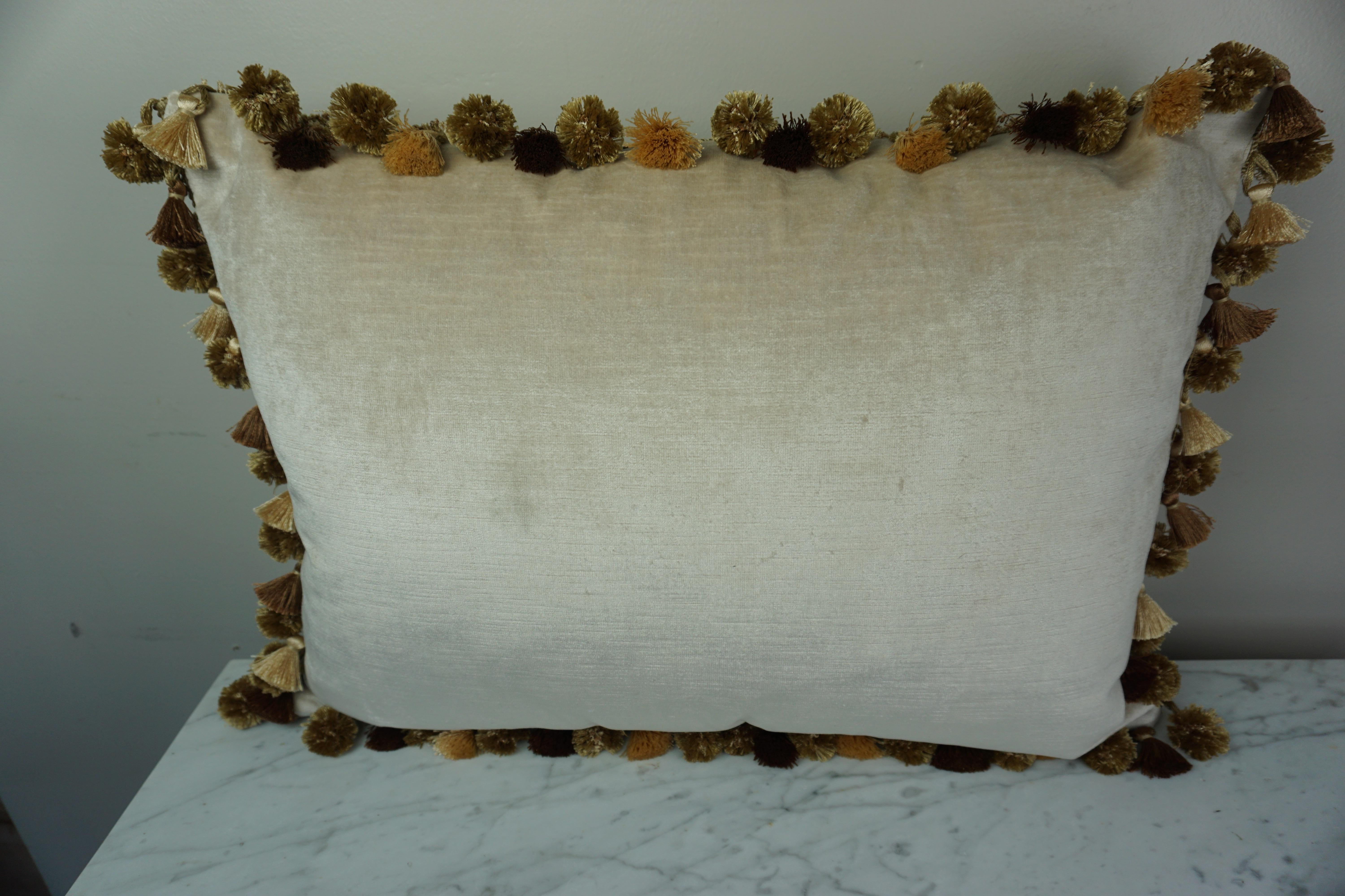 Contemporary Metallic and Chenille Appliqued Pillow by Melissa Levinson For Sale