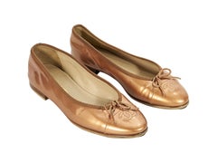 Metallic Copper Chanel Patent Leather Ballet Flats