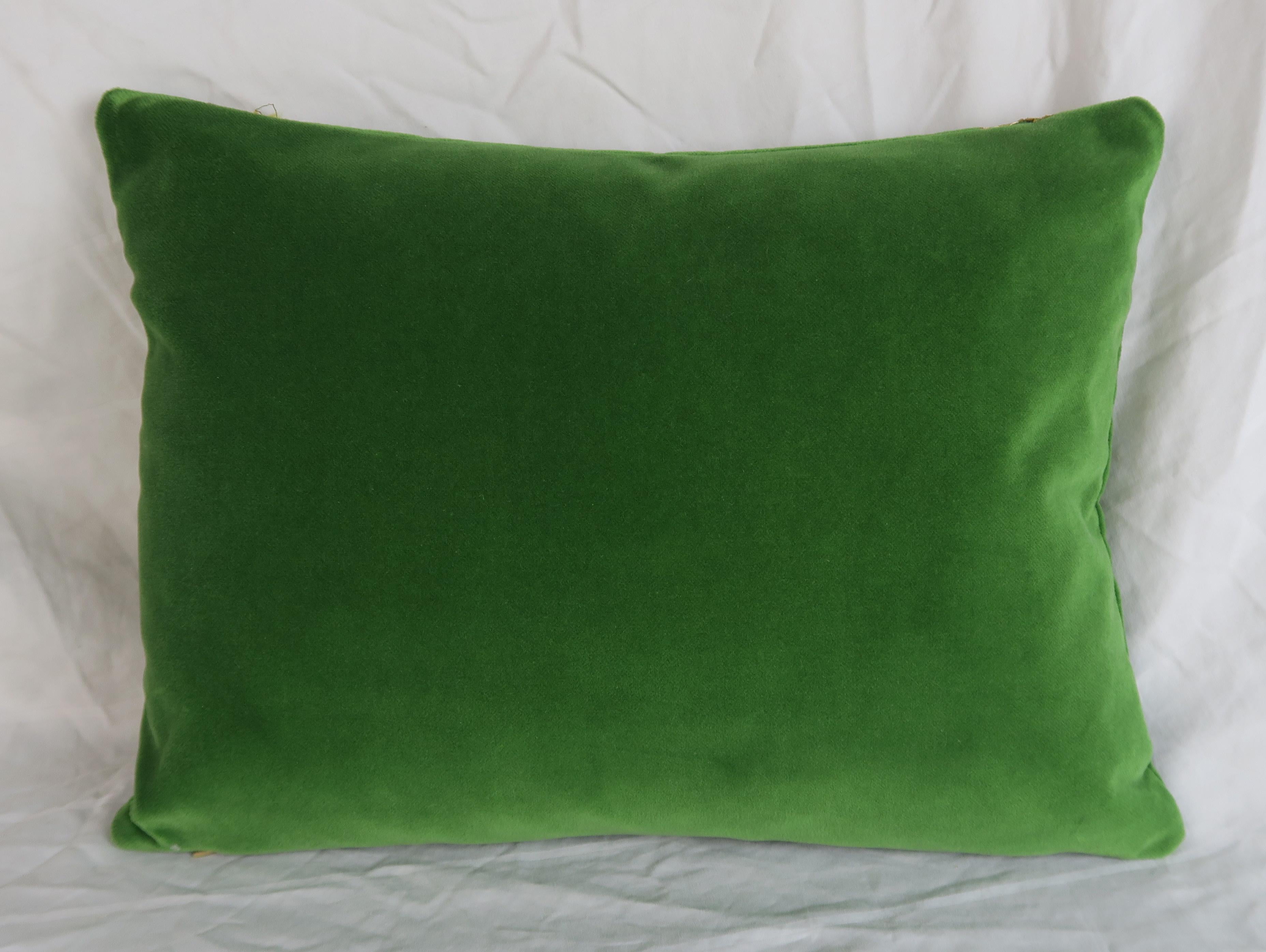 Metallic Embroidered Green Velvet Pillows, Pair 2