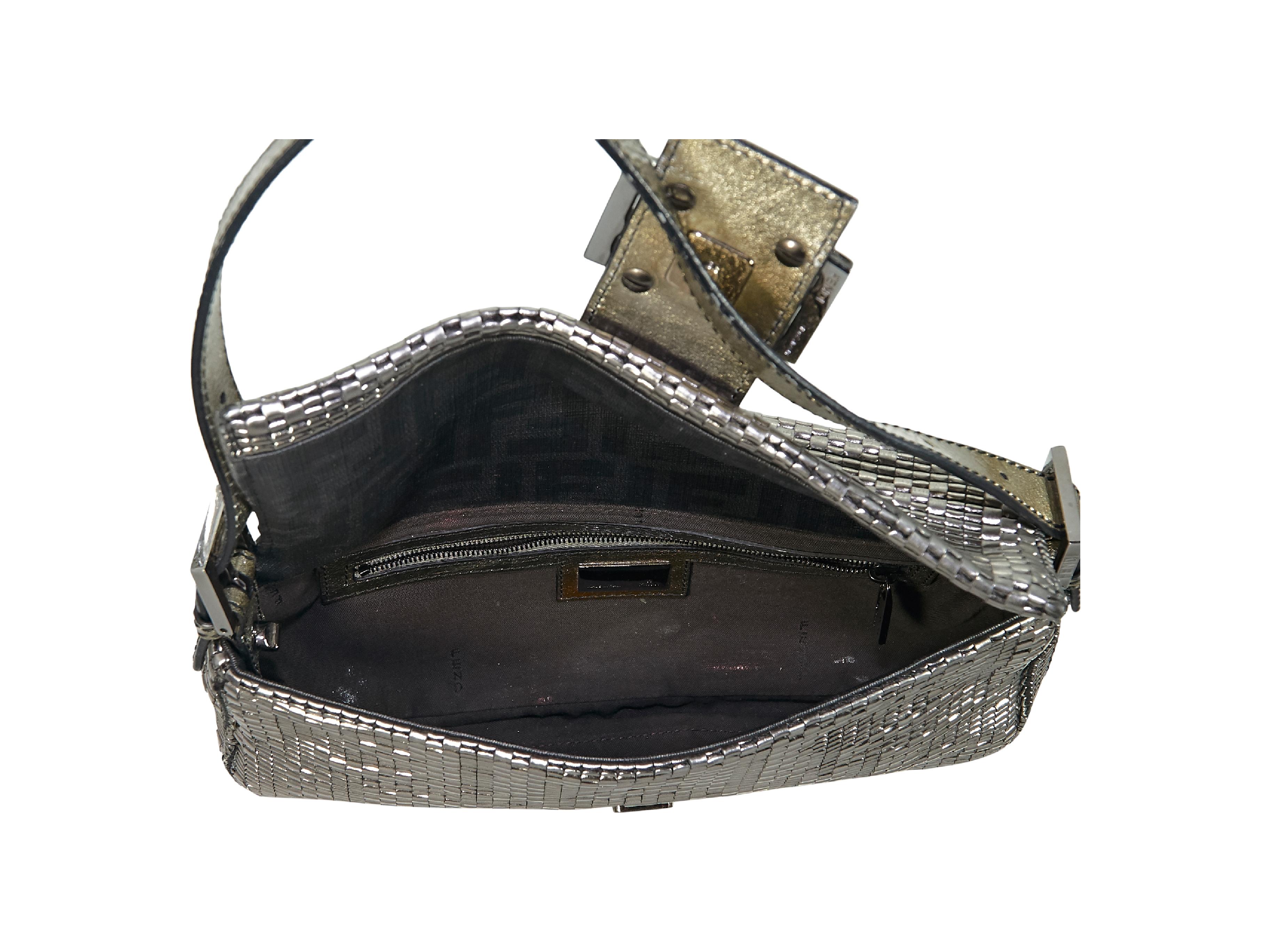 Metallic Fendi Textured Baguette Shoulder Bag In Good Condition In New York, NY