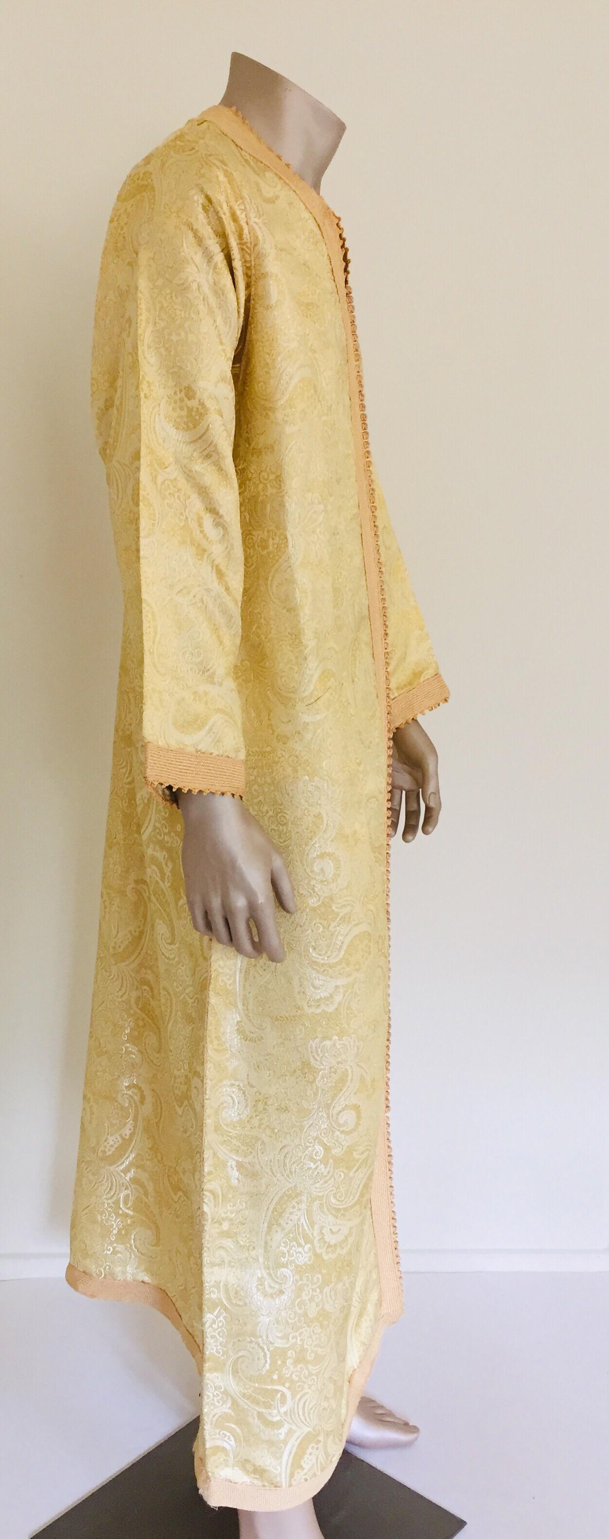 Moroccan Kaftan Gold and Silver Brocade 1970s Maxi Dress Caftan For Sale 8