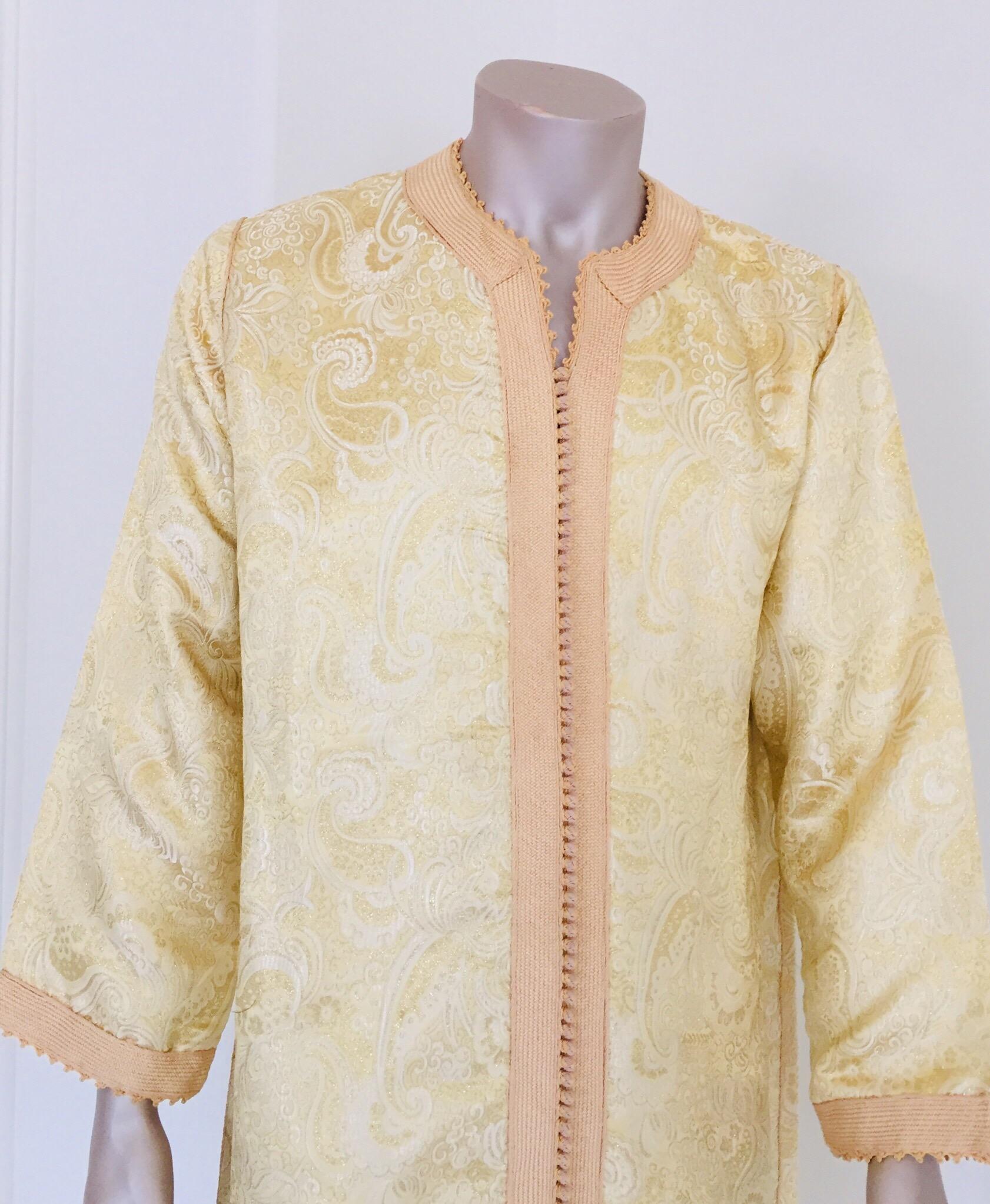 Moroccan Kaftan Gold and Silver Brocade 1970s Maxi Dress Caftan For Sale 9