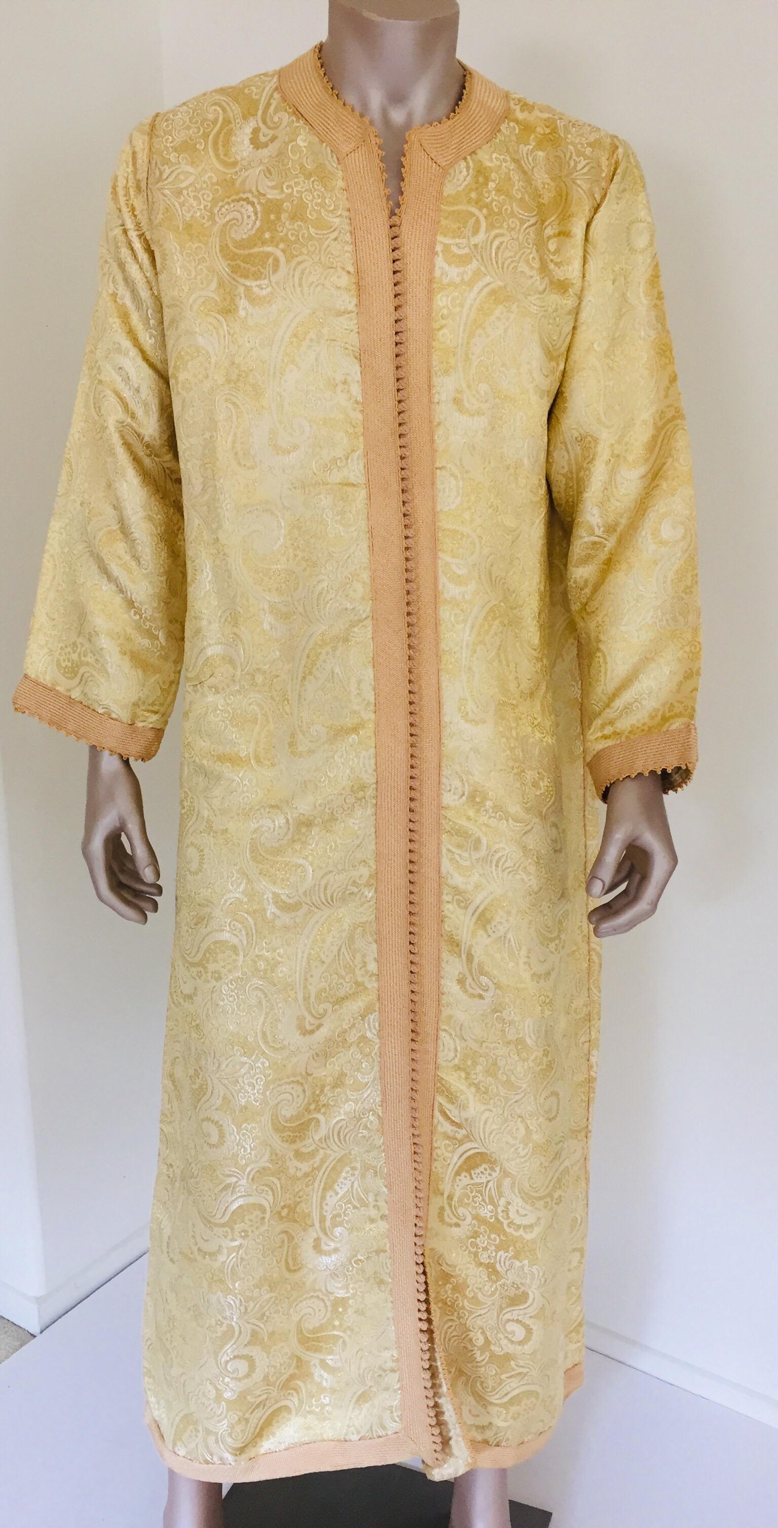 Moorish Moroccan Kaftan Gold and Silver Brocade 1970s Maxi Dress Caftan For Sale