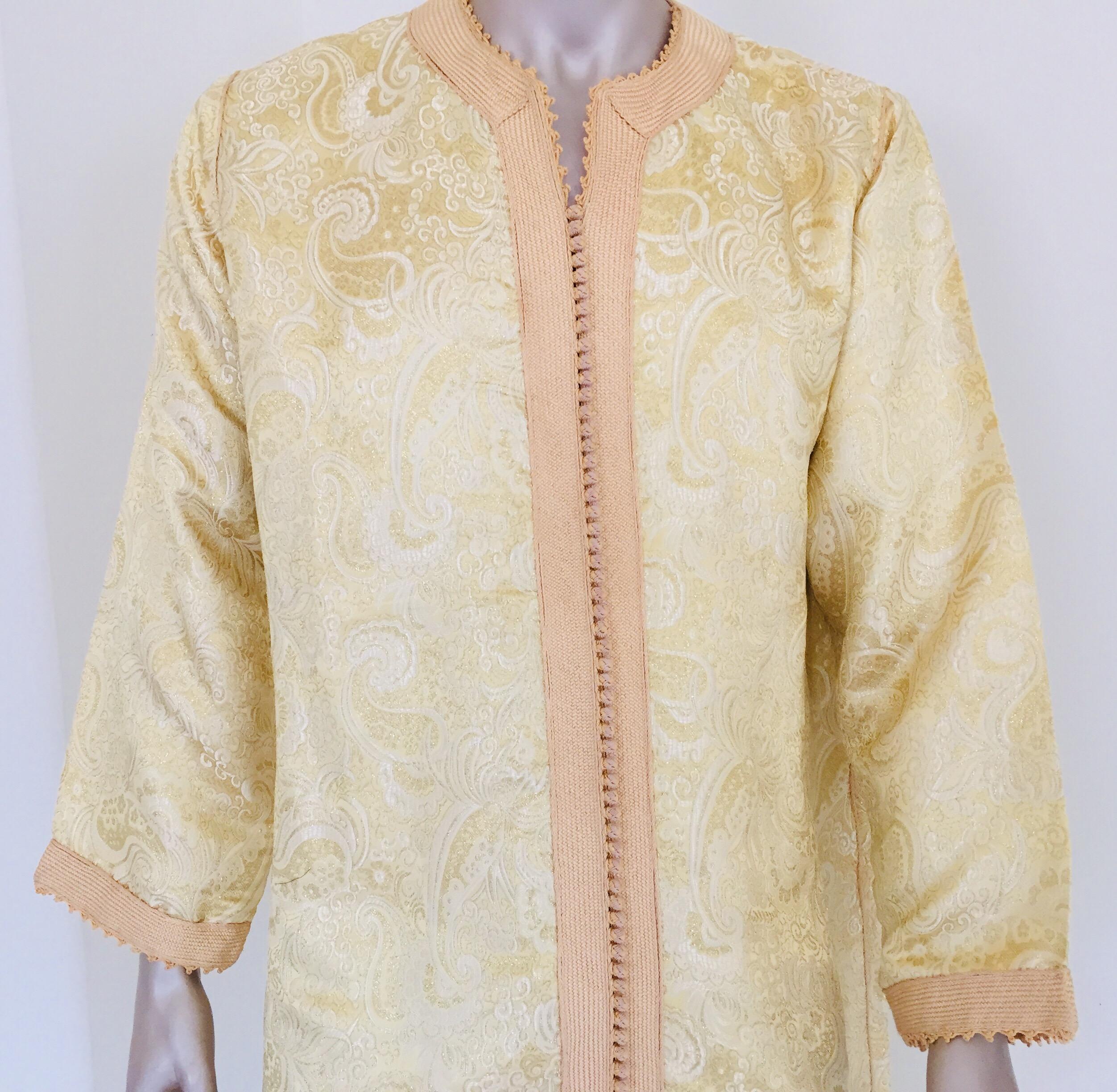 20th Century Moroccan Kaftan Gold and Silver Brocade 1970s Maxi Dress Caftan For Sale