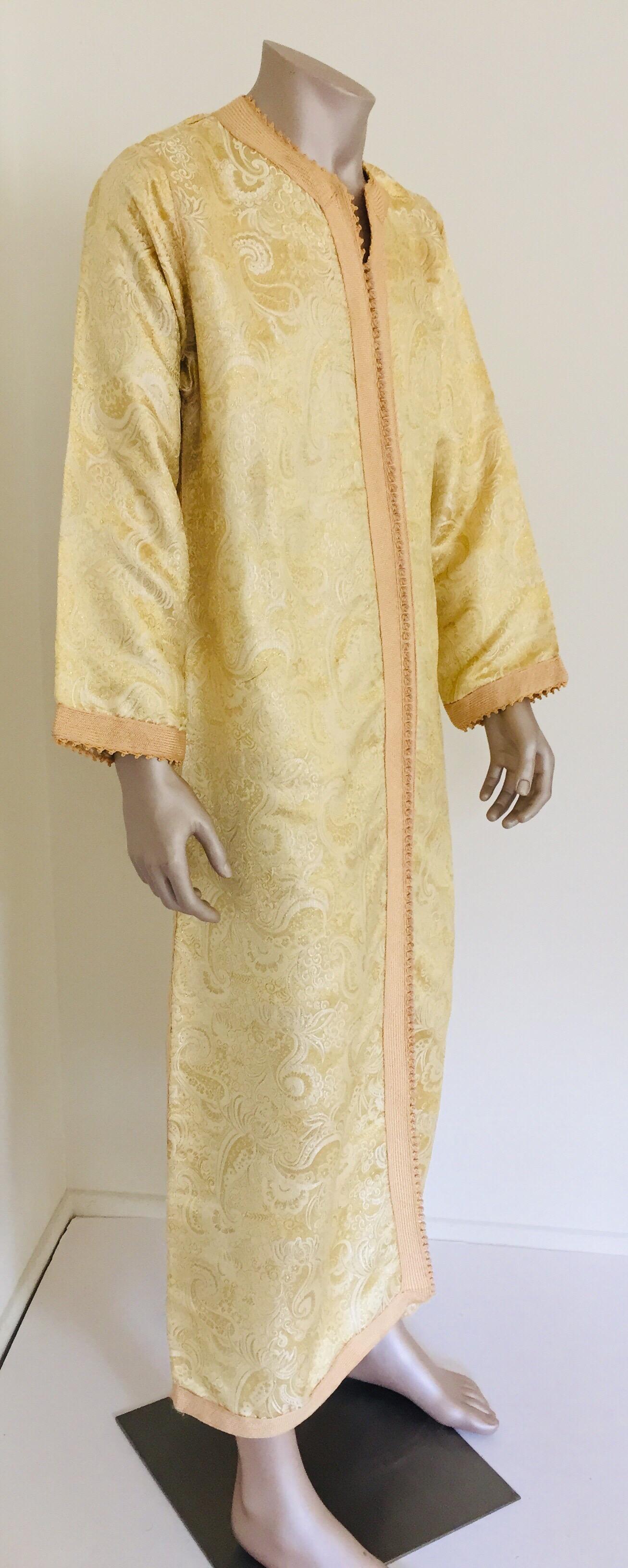 Moroccan Kaftan Gold and Silver Brocade 1970s Maxi Dress Caftan For Sale 1