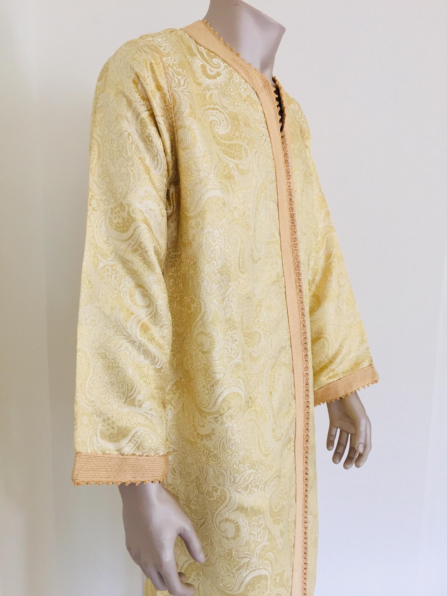 Moroccan Kaftan Gold and Silver Brocade 1970s Maxi Dress Caftan For Sale 2