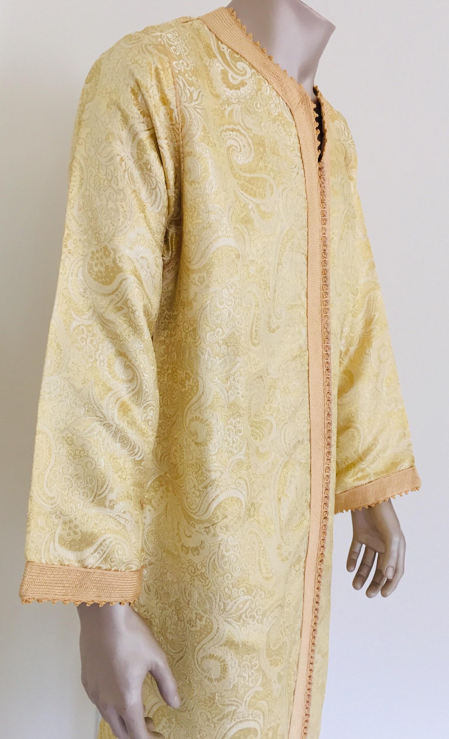 Moroccan Kaftan Gold and Silver Brocade 1970s Maxi Dress Caftan For Sale 3