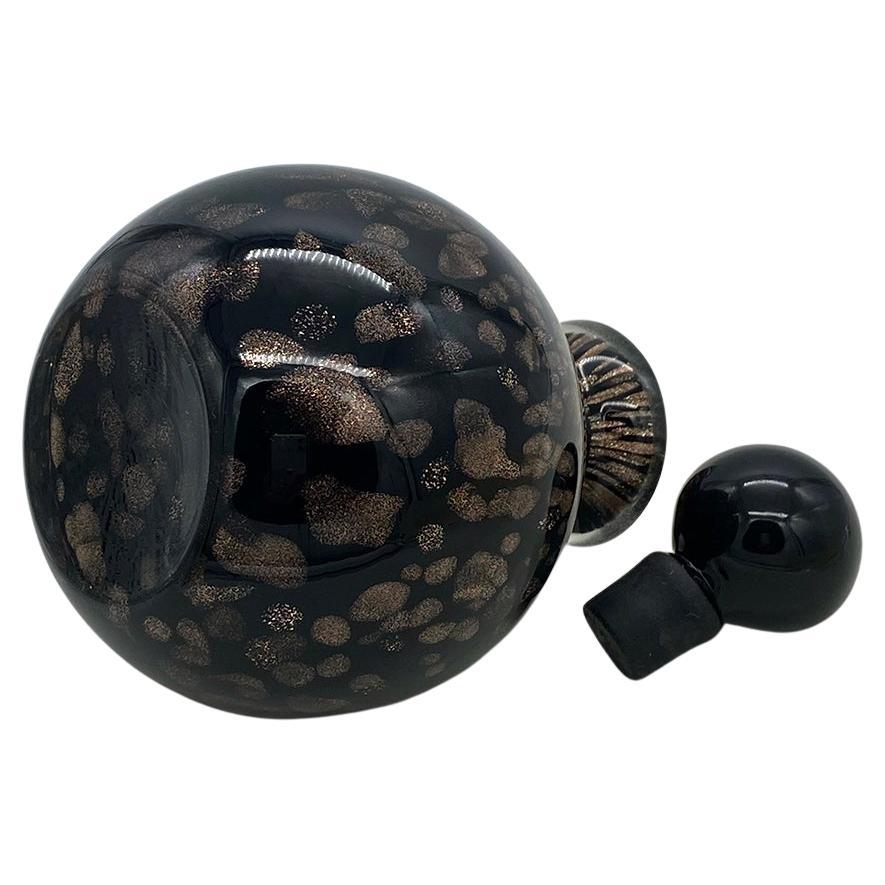 Contemporain Flacon de parfum en verre d'art métallisé or et noir en vente