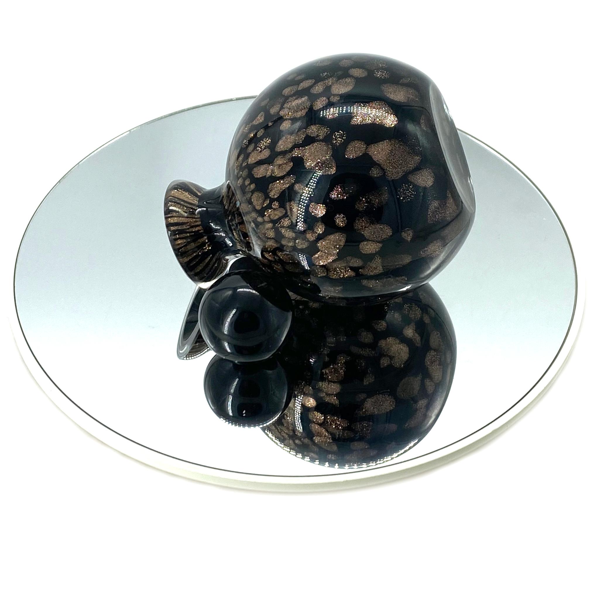 Metallic Gold & Black Art Glass Perfume Bottle For Sale 1