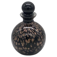 Metallic Gold & Black Art Glass Perfume Bottle