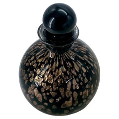 Metallic Gold & Black Art Glass Perfume Bottle