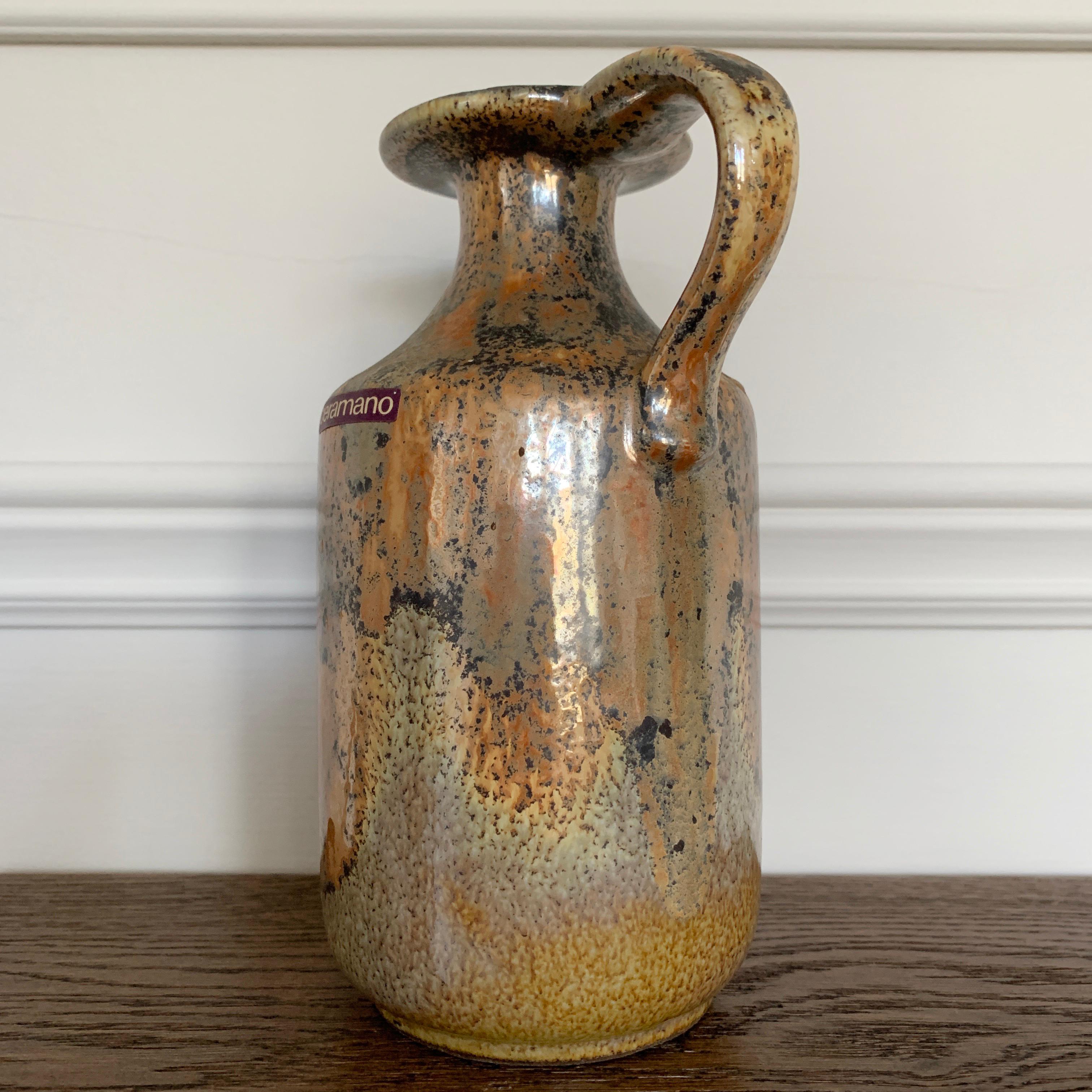 Mid-Century moderno Vaso Ceramano Oro Metallico, Germania Ovest in vendita