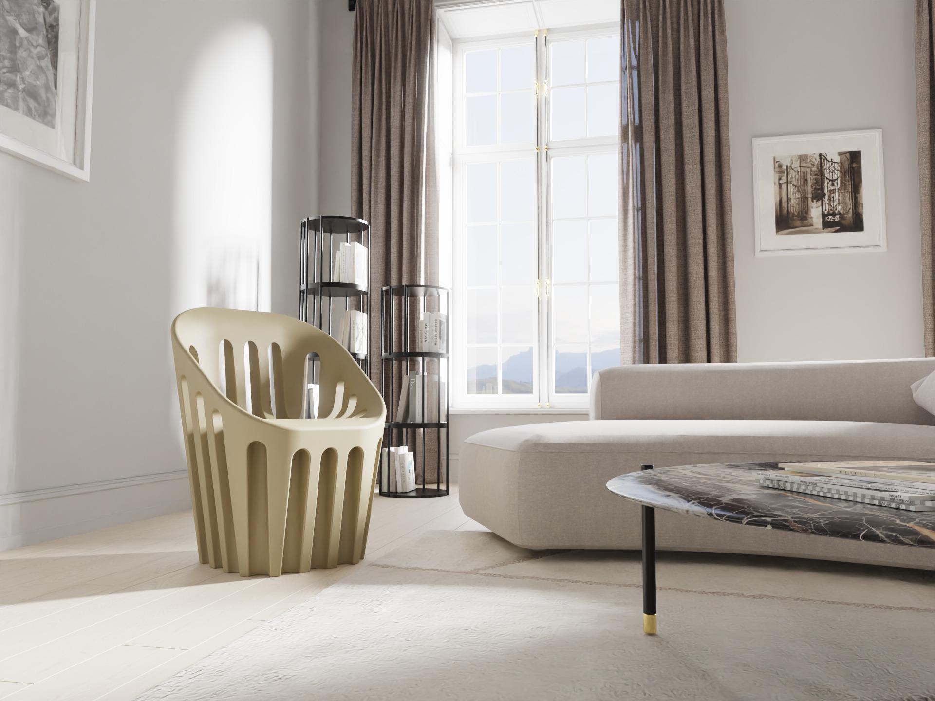 Metallic Gold Glossy Coliseum Chair by Alvaro Uribe In New Condition For Sale In Geneve, CH