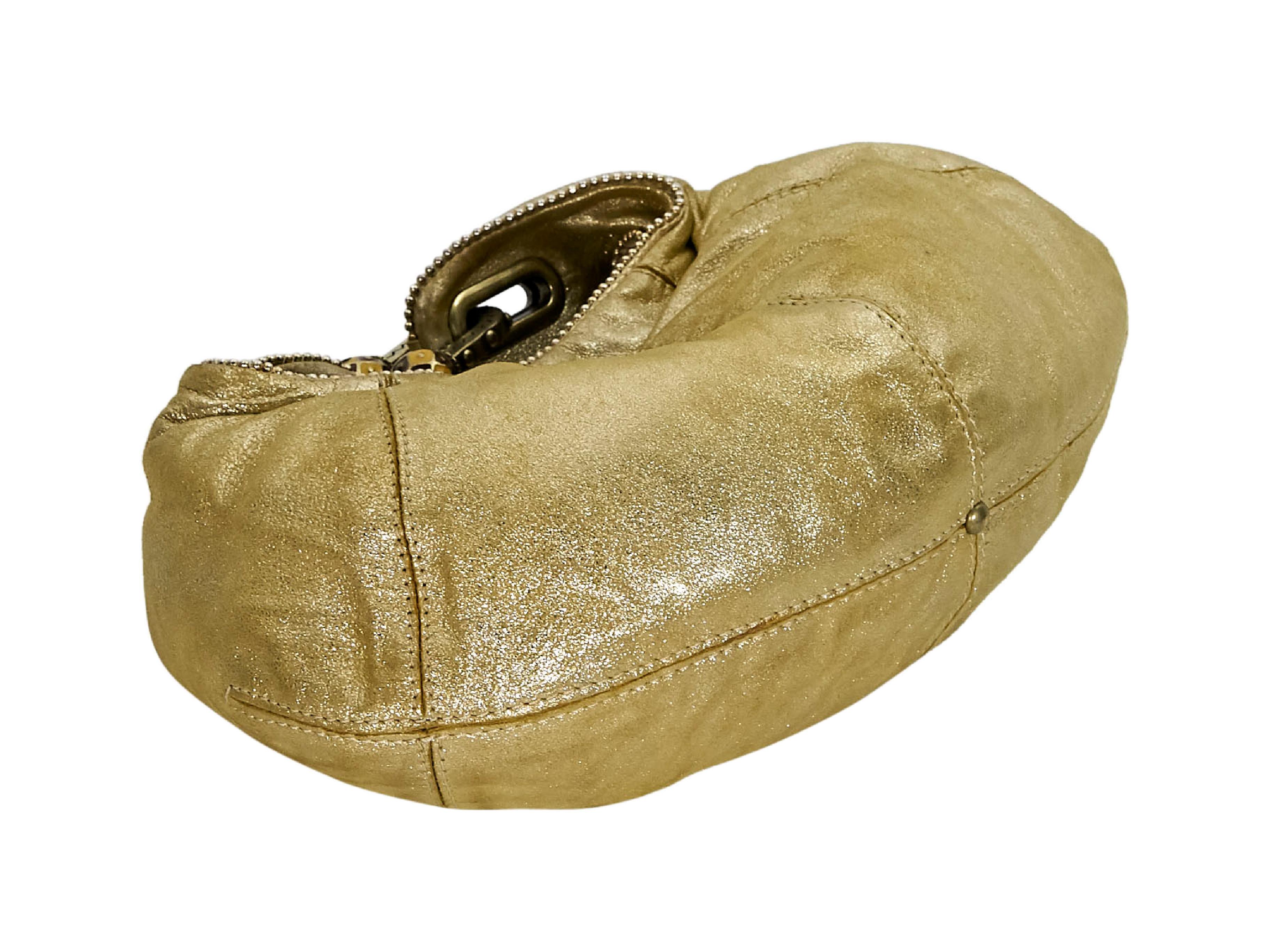 Brown Metallic Gold Jimmy Choo Leather Hobo Bag