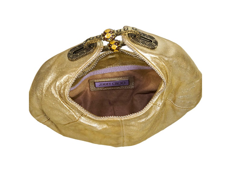 Metallic Gold Jimmy Choo Leather Hobo Bag For Sale at 1stDibs
