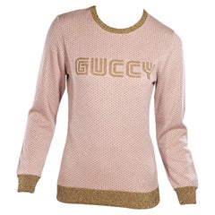 Metallic Gold & Pink Gucci Strickpullover