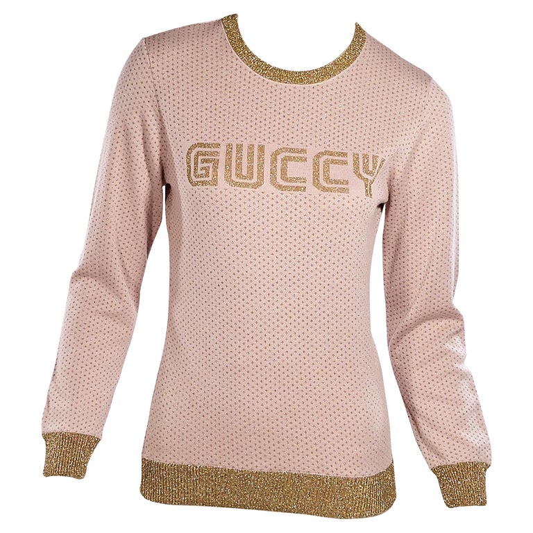 Metallic Gold and Pink Gucci Knit Jumper at 1stDibs | pink gucci jumper,  pink gucci sweater, black and gold gucci sweater