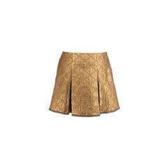 Metallic Gold Pleated Brocade Skirt