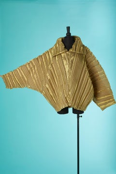 Metallic gold pleated jacket with zip closure in the middle front Paco Rabanne