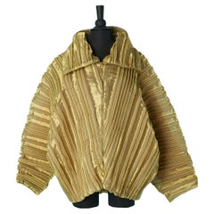 Metallic gold pleated jacket with zip closure in the middle front Paco Rabanne 