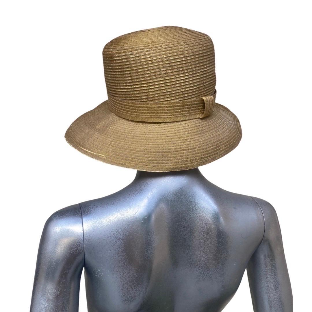 Metallic Gold Straw Modernist Hat by Frank Olive for Neiman Marcus  For Sale 4