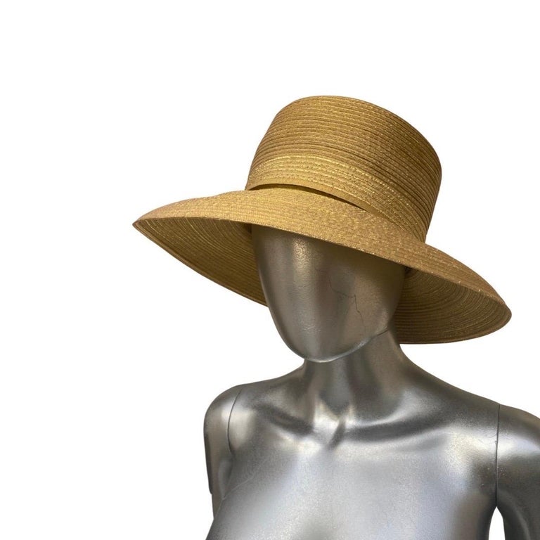 Metallic Gold Straw Modernist Hat by Frank Olive for Neiman  display picture 1