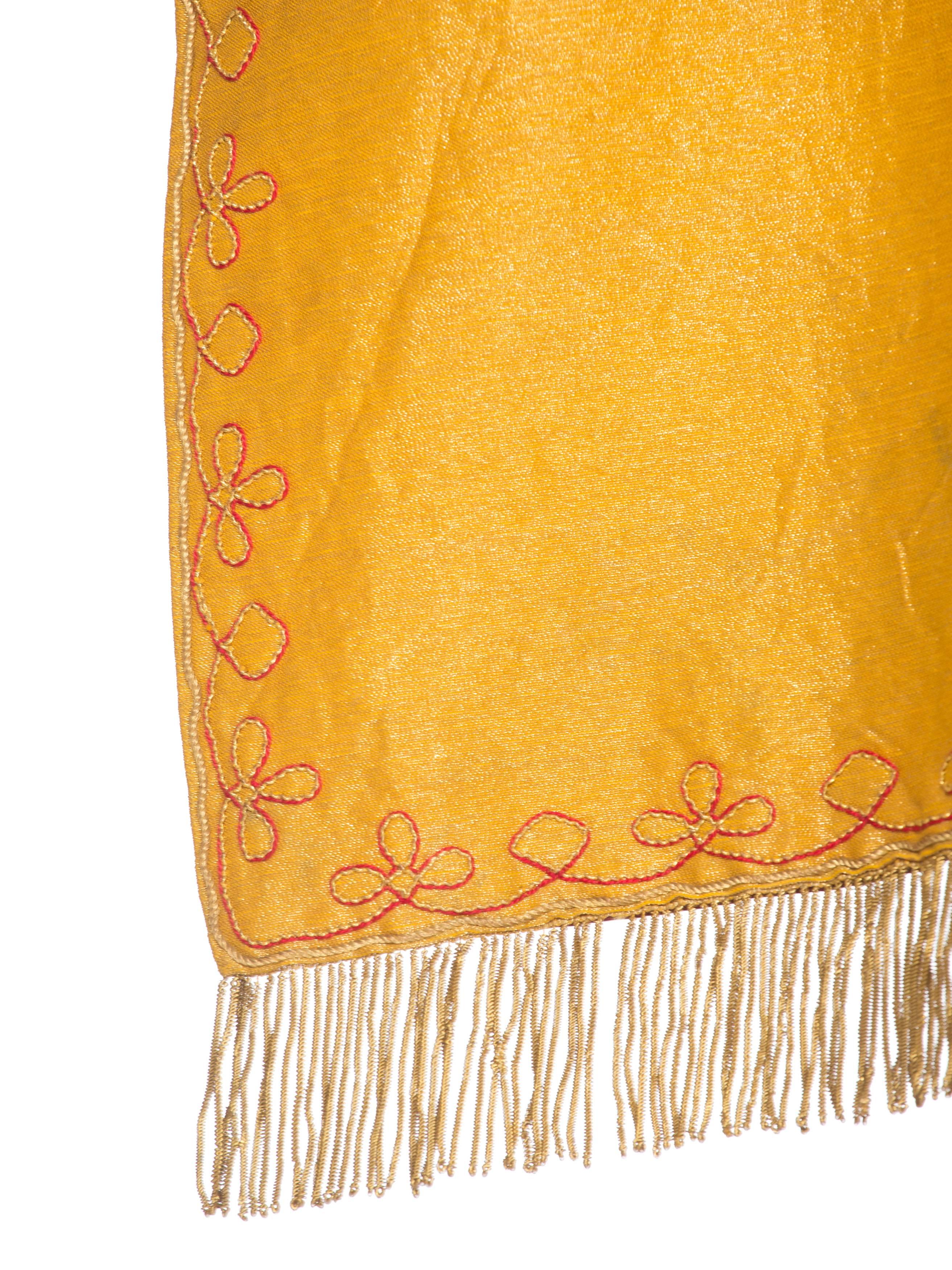 Victorian Gold & Cotton Embroidered Catholic Mantle Cape With Fringe For Sale 4