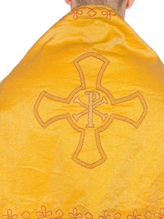 Victorian Gold & Cotton Embroidered Catholic Mantle Cape With Fringe