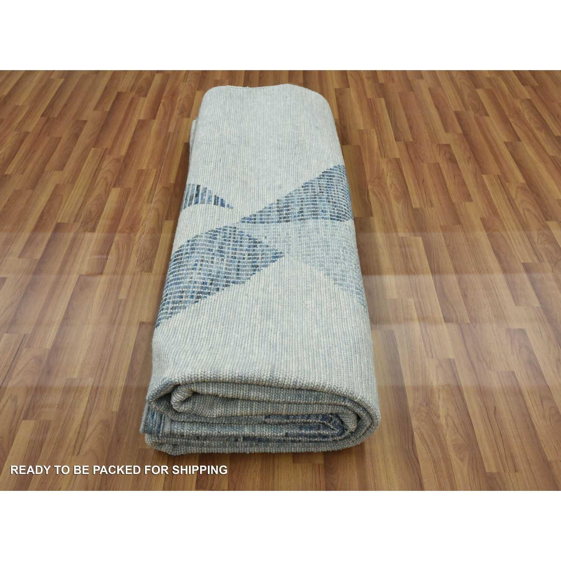 Metallisch Grau Geometrisch Art Deco Collection Weiche Wolle Handgeknüpft Orientteppich im Angebot 4