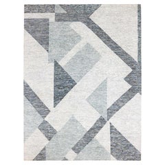 Metal Gray Geometric Art Deco Collection Soft Wool Hand Knotsted Oriental Rugs (tapis d'Orient)
