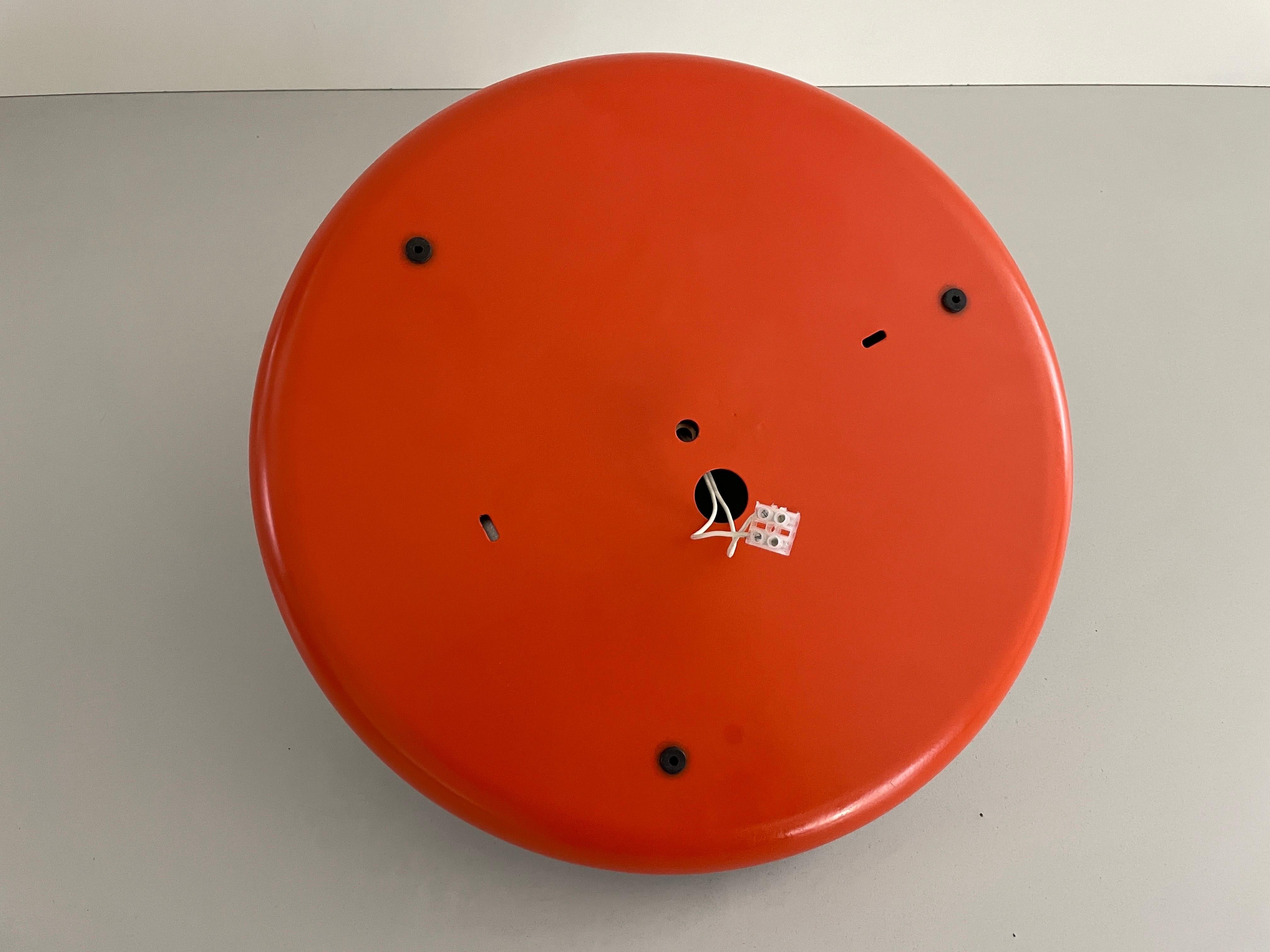 Metallic Grey and Orange Space Age Flush Mount Ceiling Lamp, 1970s, Germany For Sale 11
