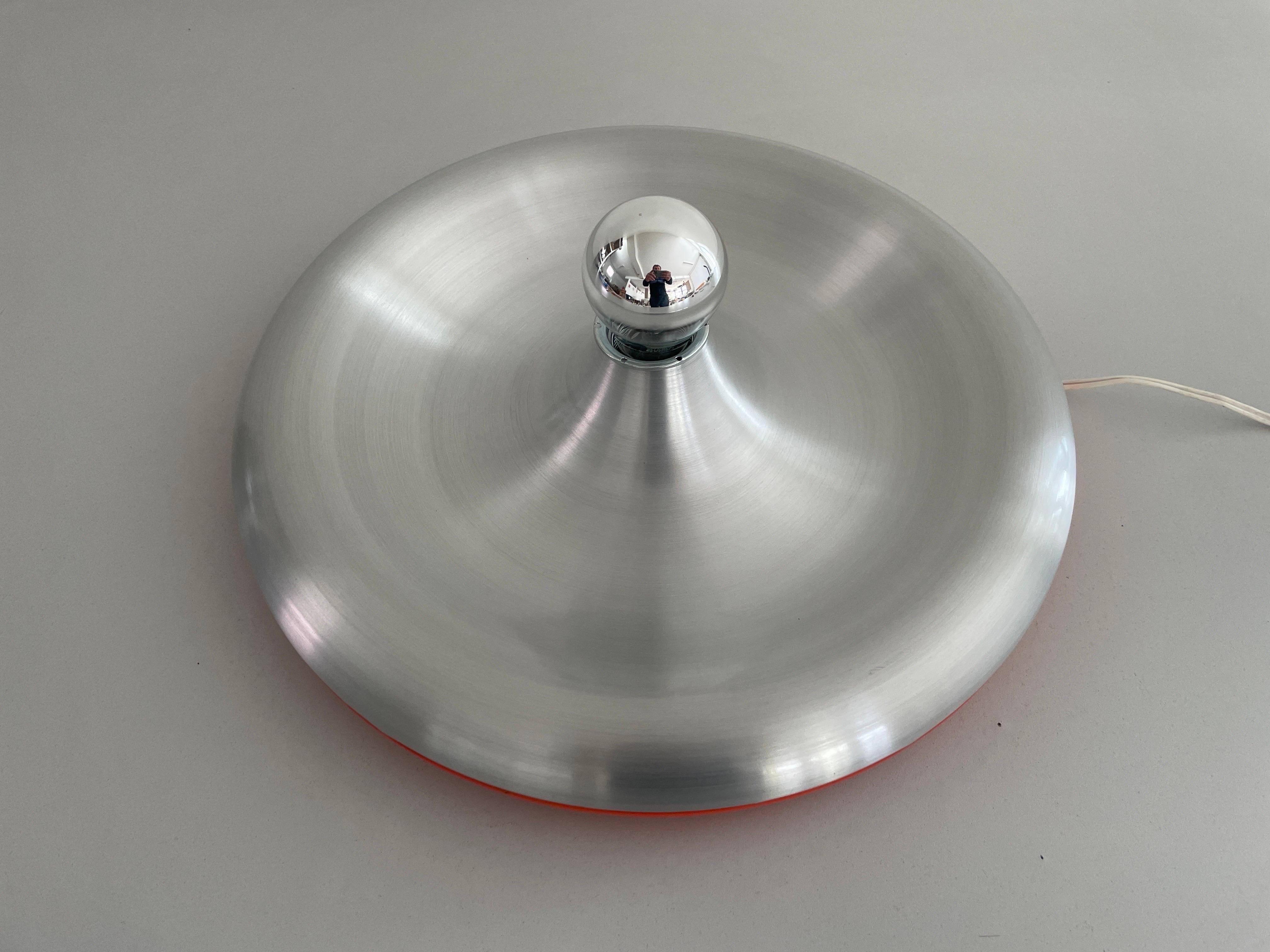 Metallic Grey and Orange Space Age Flush Mount Ceiling Lamp, 1970s, Germany For Sale 4
