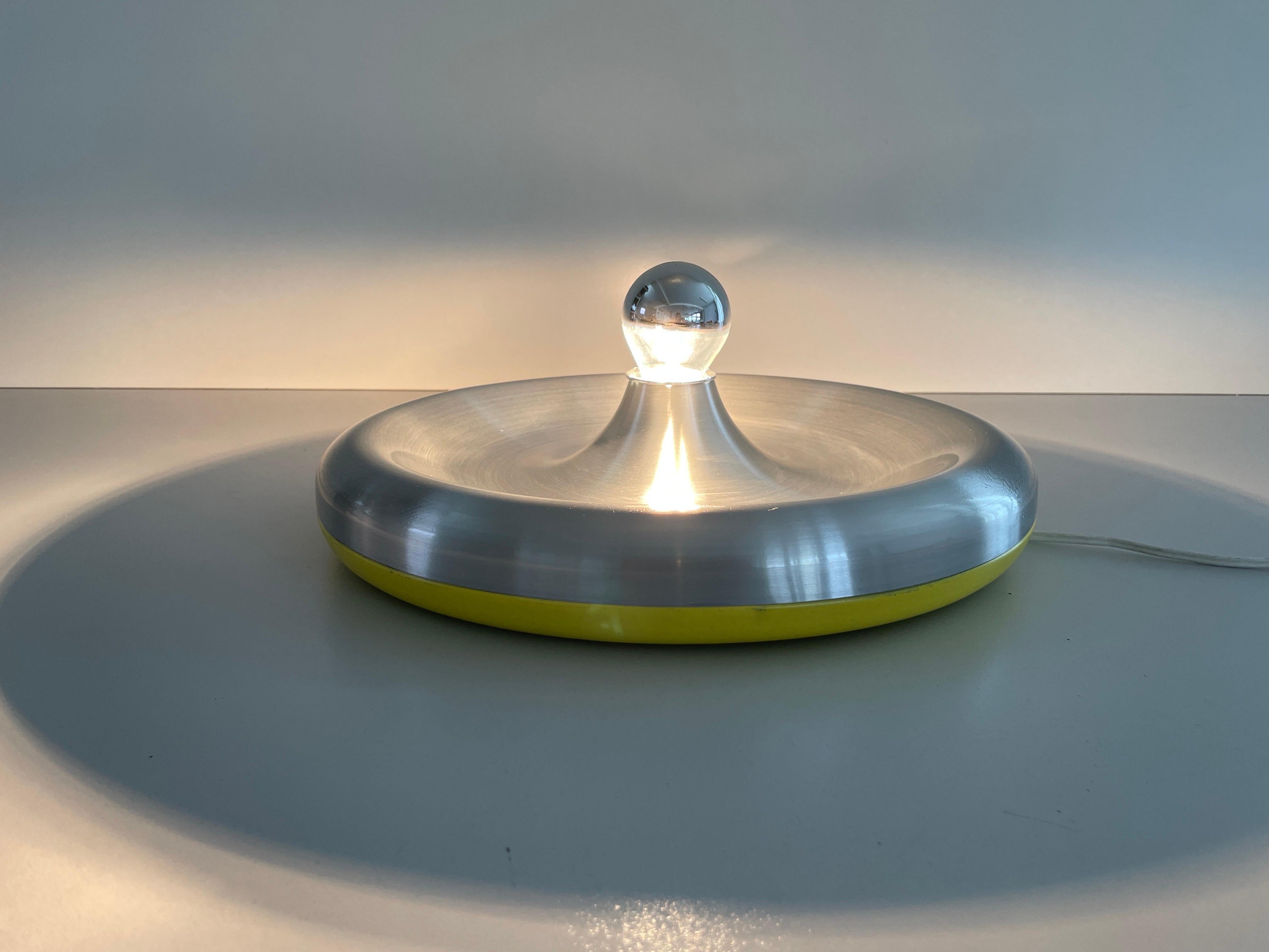 Metallic Grey and Yellow Space Age Flush Mount Ceiling Lamp, 1970s, Germany For Sale 7