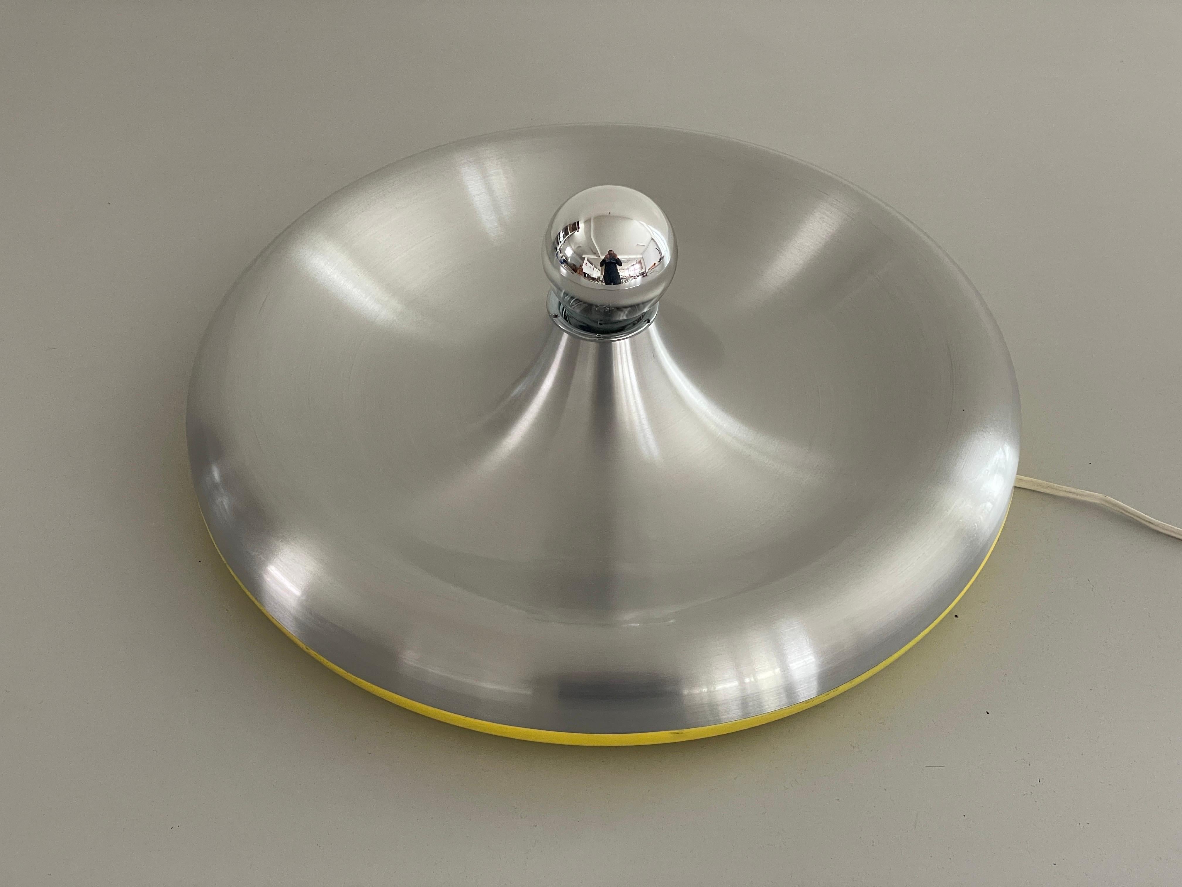 Metallic Grey and Yellow Space Age Flush Mount Ceiling Lamp, 1970s, Germany For Sale 11
