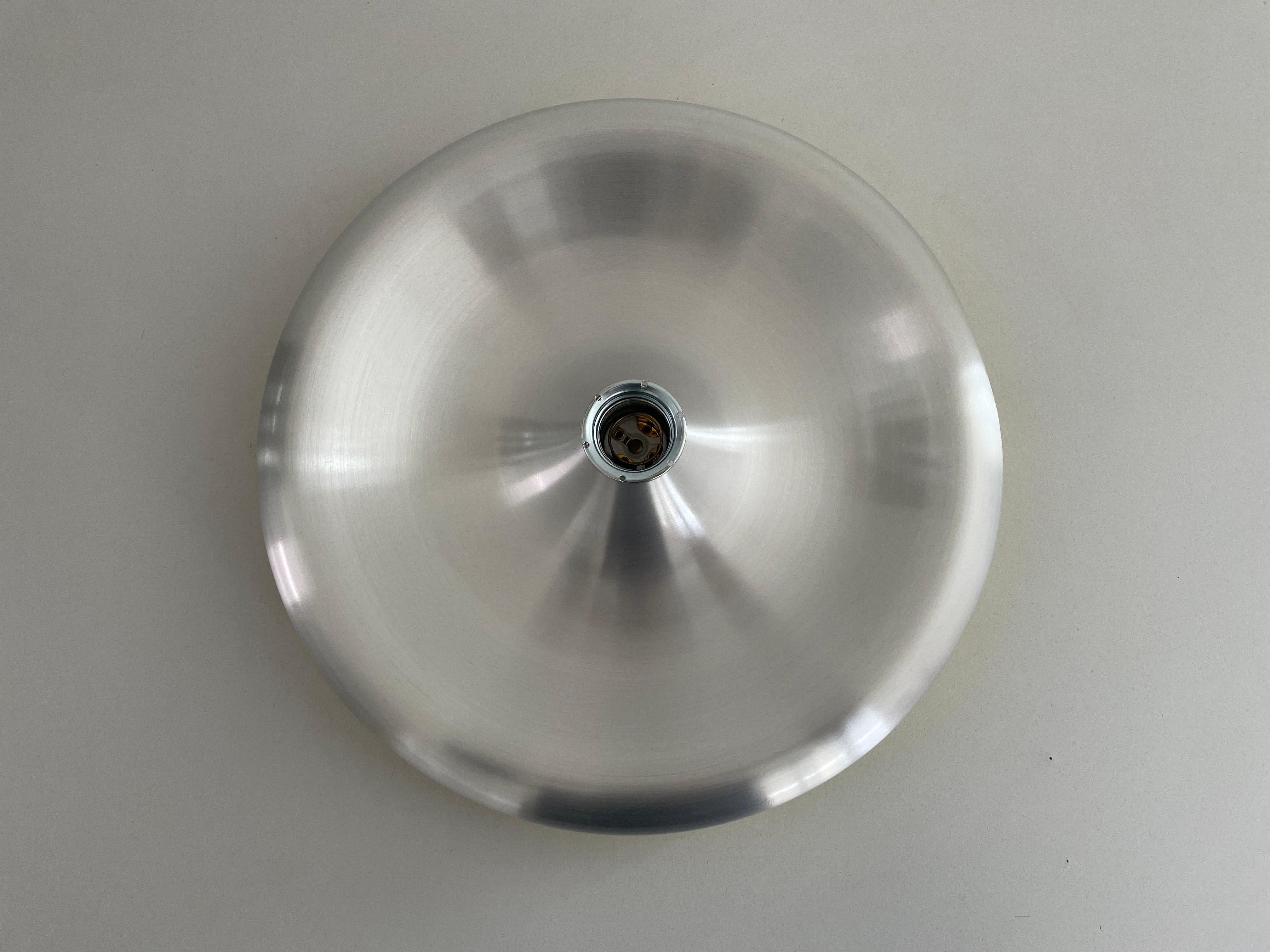 Metallic Grey and Yellow Space Age Flush Mount Ceiling Lamp, 1970s, Germany In Excellent Condition For Sale In Hagenbach, DE