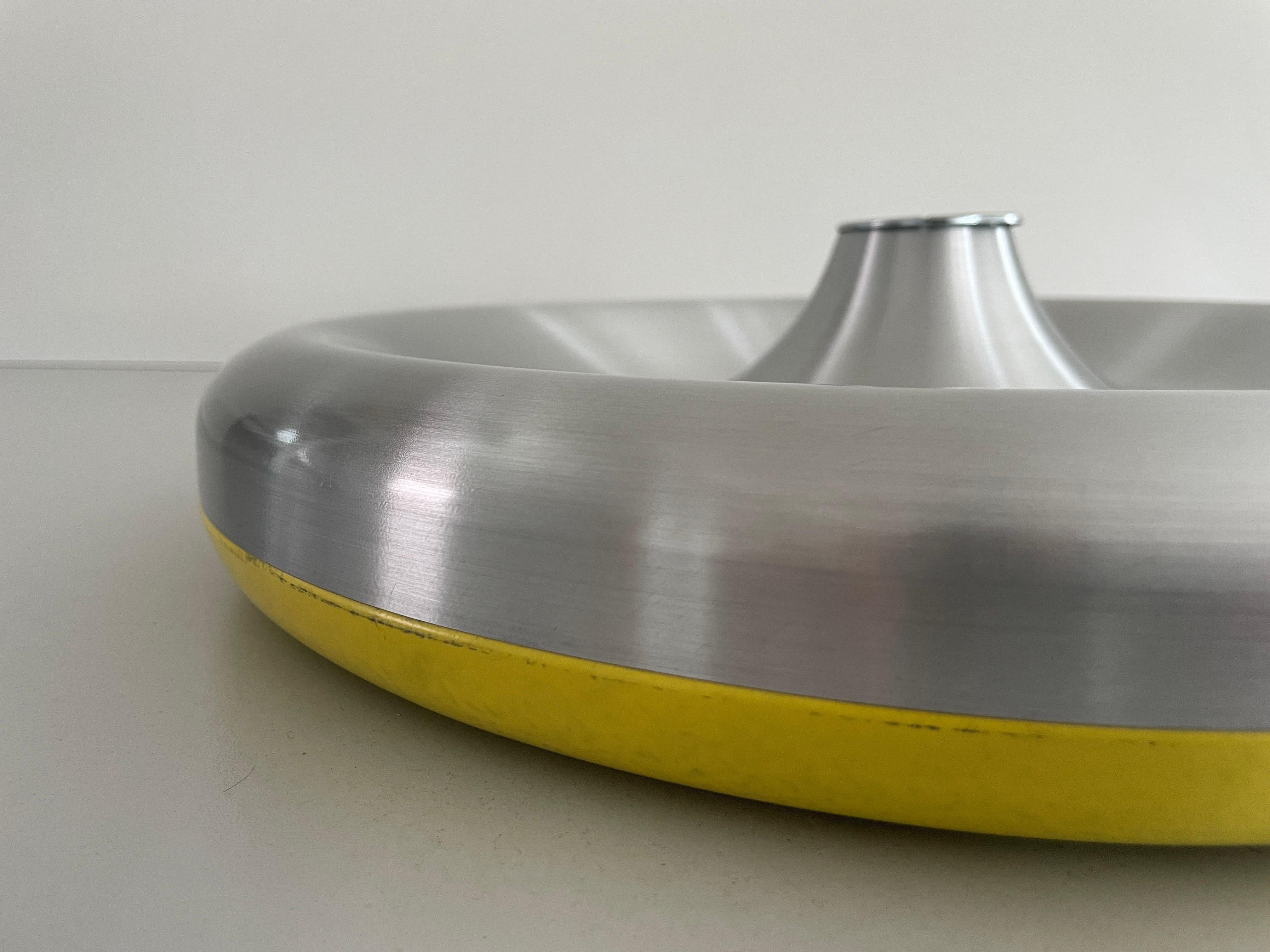 Metallic Grey and Yellow Space Age Flush Mount Ceiling Lamp, 1970s, Germany For Sale 3
