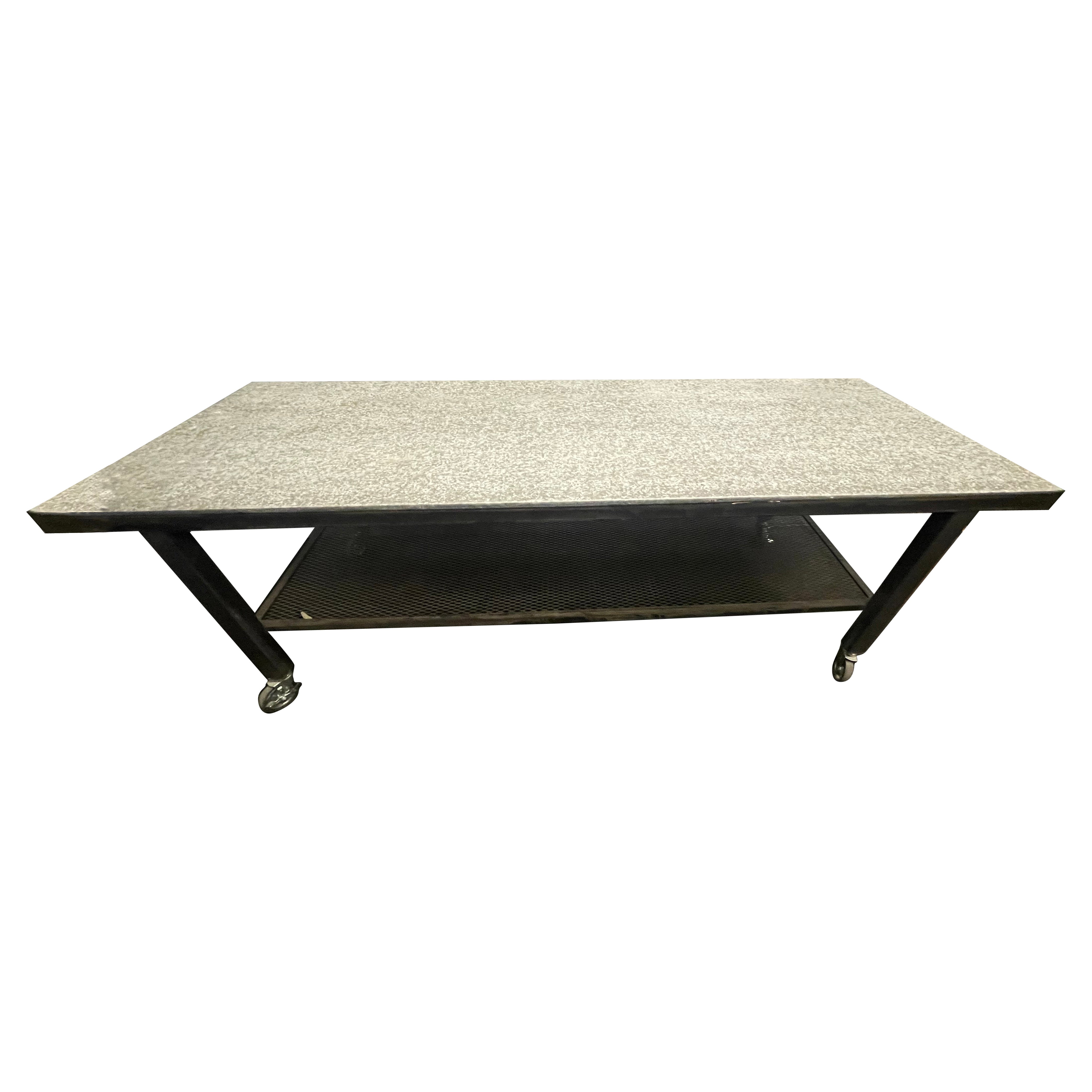 Metallic Industrial Table For Sale