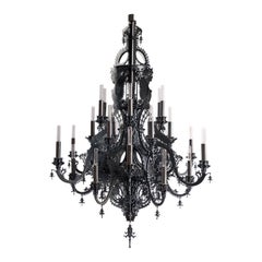 "Gina" Contemporary Chandelier in Black Metallic Lace with 24 lights